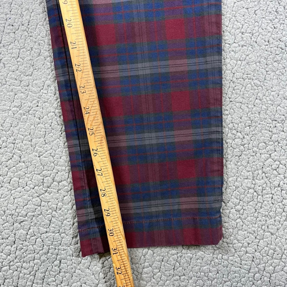 Brooks Brothers Clark Chinos Mens 34x32 Red Blue Plaid Stretch Cotton Pants - Picture 9 of 11